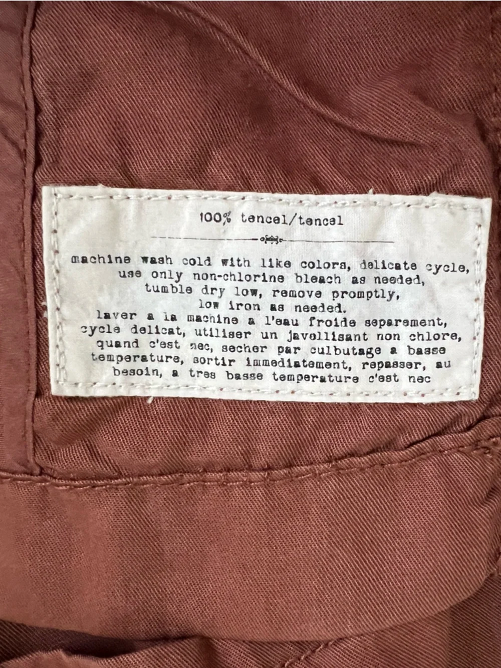 Cartonnier Anthropologie Safari Anorak Jacket Size 8 Rust Brown Tencel Utility - Picture 10 of 11